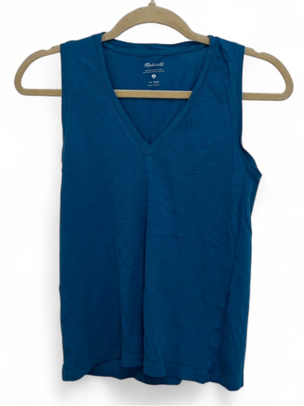 Madewell Blue V-Neck Sleeveless Tank Top